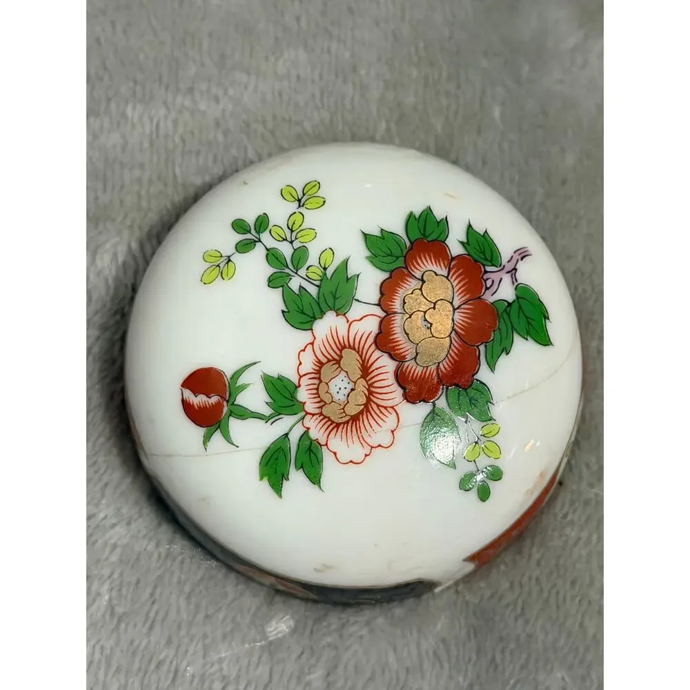 Vintage Japanese Porcelain Ginger Jar Phoenix Floral Chinoiserie 6”